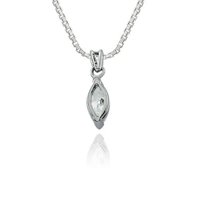 Steffans Marquise Cut Diamond Claw Set Solitaire Pendant with Platinum Chain (0.37ct)t)