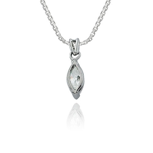 Steffans Marquise Cut Diamond Claw Set Solitaire Pendant with Platinum Chain (0.37ct)t)