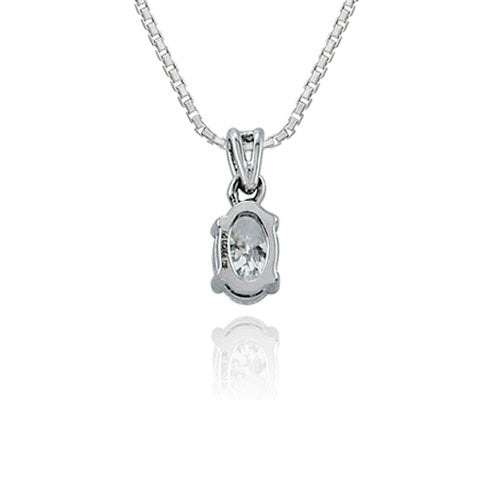 Steffans Oval Shaped Diamond Claw Set Solitaire Pendant with Platinum Chain (0.37ct)