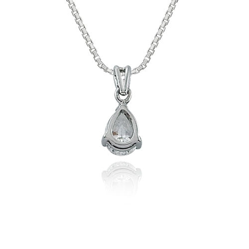 Steffans Pear Shaped Diamond Claw Set Solitaire Pendant with Platinum Chain (0.37ct)