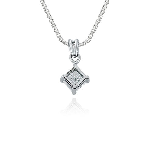 Steffans Princess Cut Diamond Claw Set Solitaire Pendant with Platinum Chain (0.37ct)