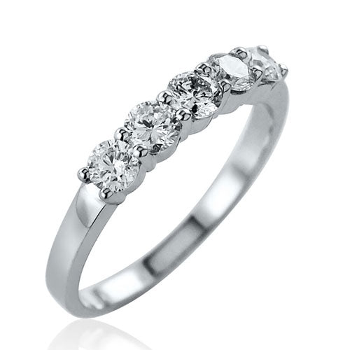 Steffans RBC Diamond Shared Claw Set 5 Stone Platinum Engagement Ring (0.75ct)
