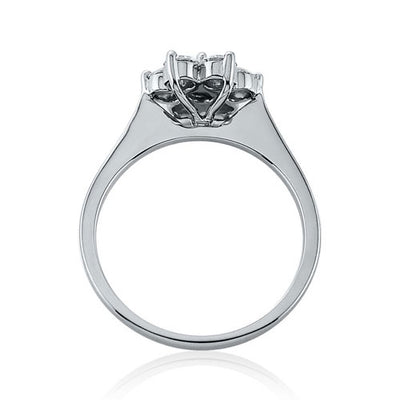 Steffans RBC Diamond Claw Set Platinum Engagement Cluster Ring (0.75ct)