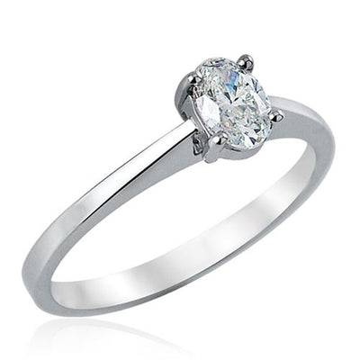 Steffans Oval Shaped Diamond Claw Set Platinum Solitaire Engagement Ring (0.40ct)