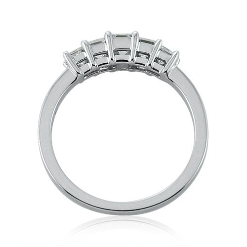 Steffans Princess Cut Diamond Claw Set 5 Stone Platinum Engagement Ring (0.70ct)