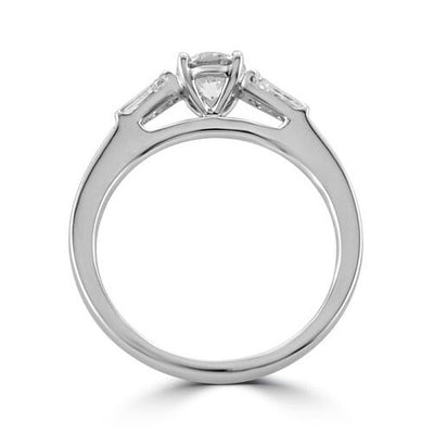 Steffans RBC Diamond Solitaire Platinum Engagement Ring with Tapered Baguette Cut Diamond Shoulders (RBC: 0.50ct, G SI, GIA TB: 0.25ct)