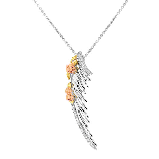 Theo Fennell 18ct White, Yellow & Rose Gold Diamond Angel Wing Pendant