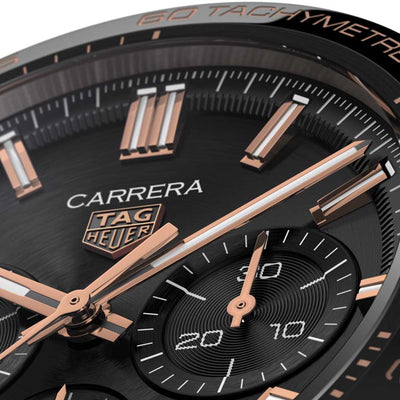 TAG Heuer Men's Carrera Calibre Heuer 02 Black & Rose Gold Dial Watch