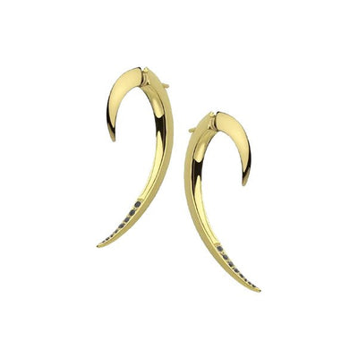 Shaun Leane Exclusive Limited Edition Yellow Gold Plated & Black Diamond Hook Earrings - Steffans Jewellers