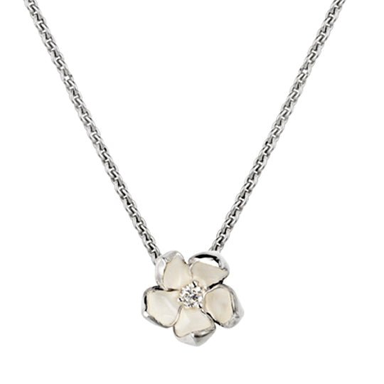 Shaun Leane Sterling Silver & Diamond Single Cherry Blossom Pendant - Steffans Jewellers
