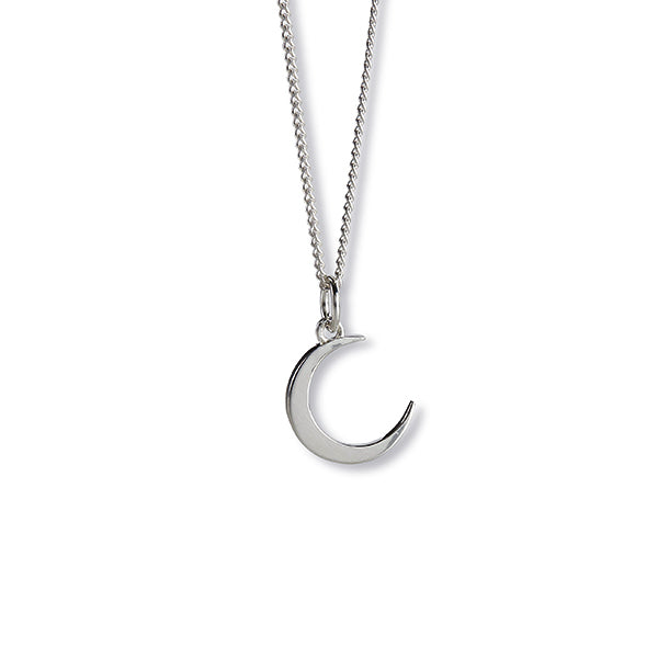 Steff Silver Crescent Moon Pendant with Chain