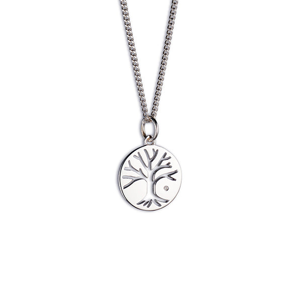 Steff Wildwood Silver & Diamond Tree Of Life Pendant With Chain