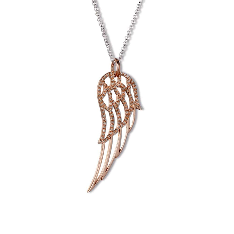 Steff Highgate Rose Gold Plated Silver & Diamond Wing Pendant with Chain - Steffans Jewellers