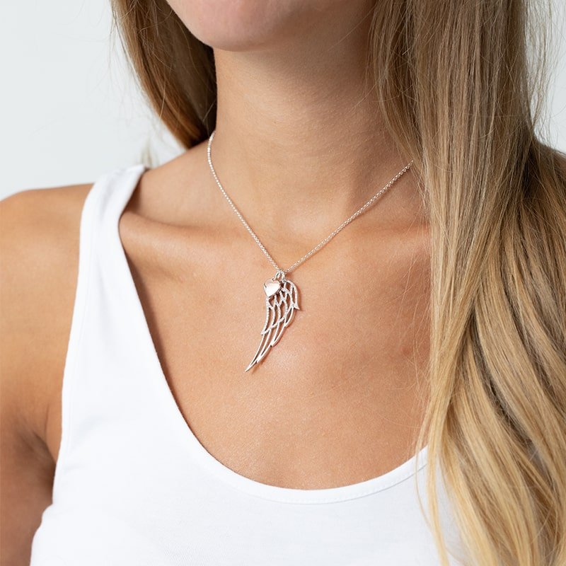 Steff Highgate Sterling Silver & Diamond Angel Wings Pendant with Chain - Steffans Jewellers