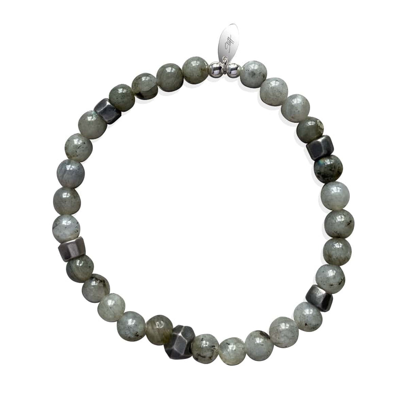 Steff Mens Silver & Labradorite Bead Bracelet - Steffans Jewellers