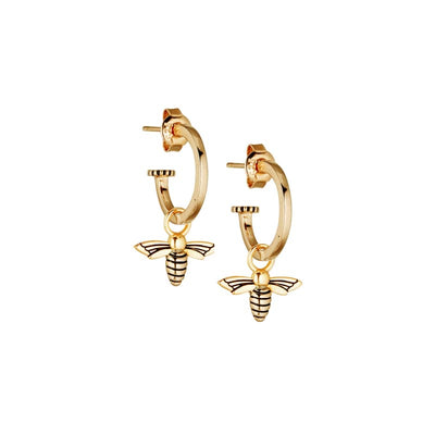 Steff Mix And Match Gold Hoop Earrings With Bee Charms - Steffans Jewellers