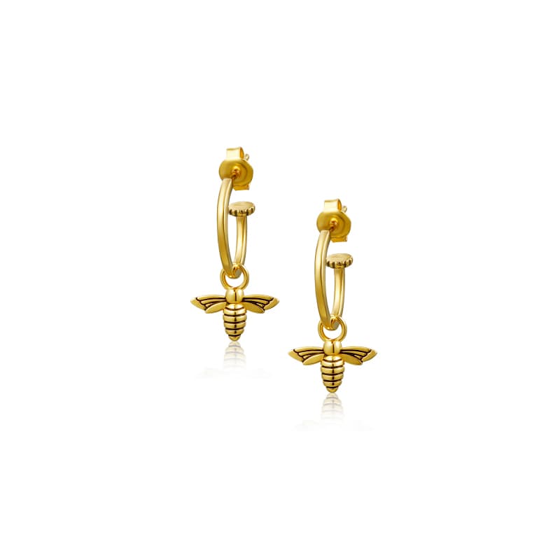 Steff Mix And Match Gold Hoop Earrings With Bee Charms - Steffans Jewellers