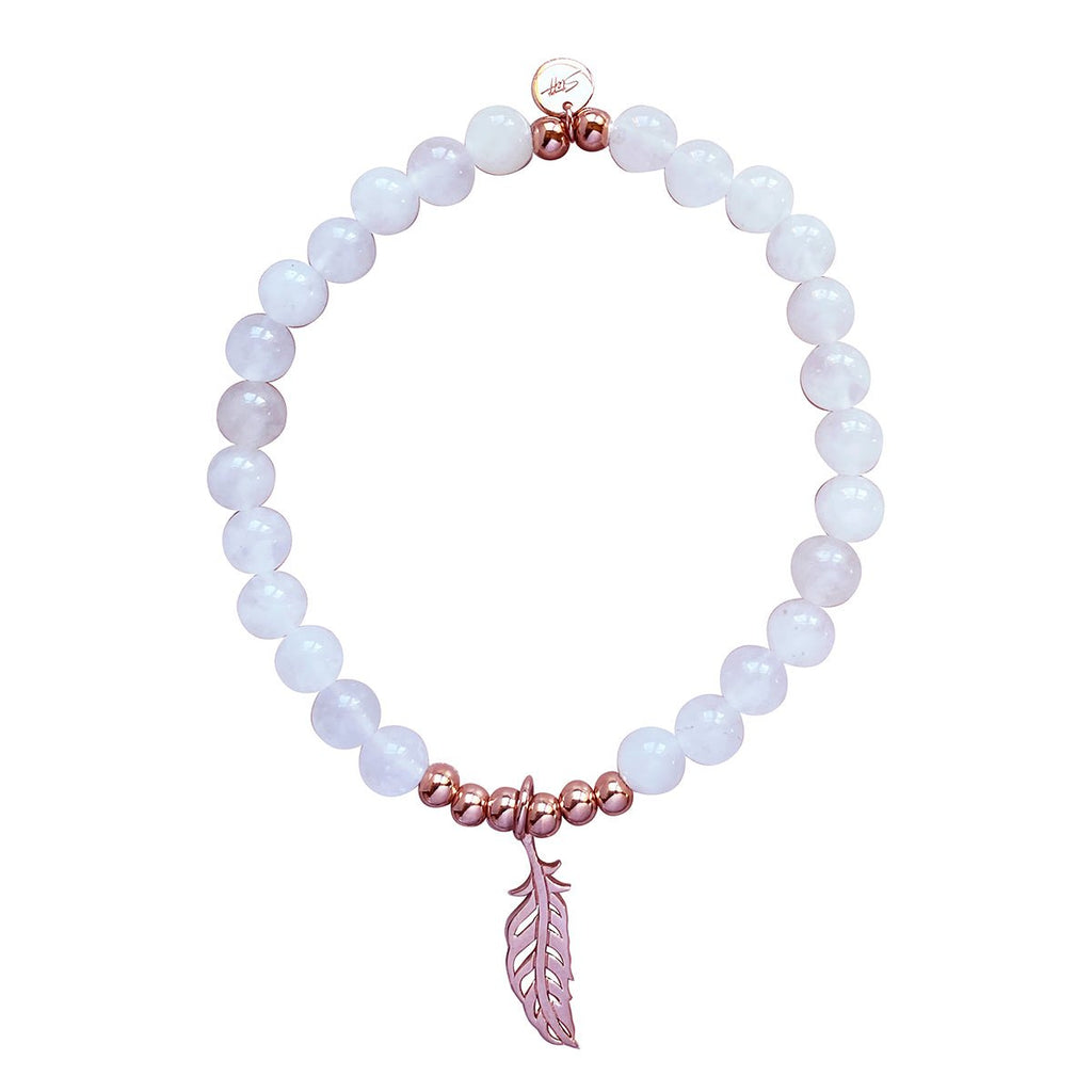 Steff Silver & Rose Quartz Bead Bracelets With Star Charm Large