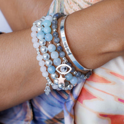 Steff Rose Gold & Blue Agate Bead Bracelet with Star Charm - Steffans Jewellers