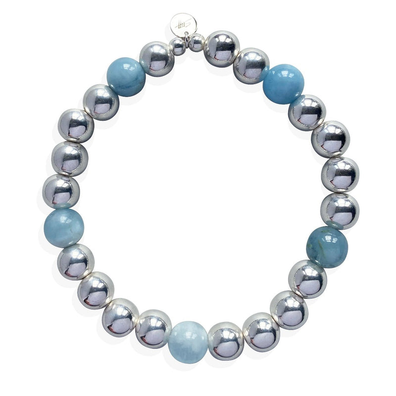 Steff Silver & Aquamarine Big Bead Bracelet - Steffans Jewellers