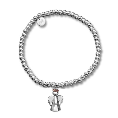 Steff Silver Bead Bracelet with Guardian Angel Charm - Steffans Jewellers