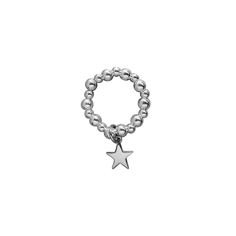 Steff Silver Bead Ring with Star Charm - Steffans Jewellers