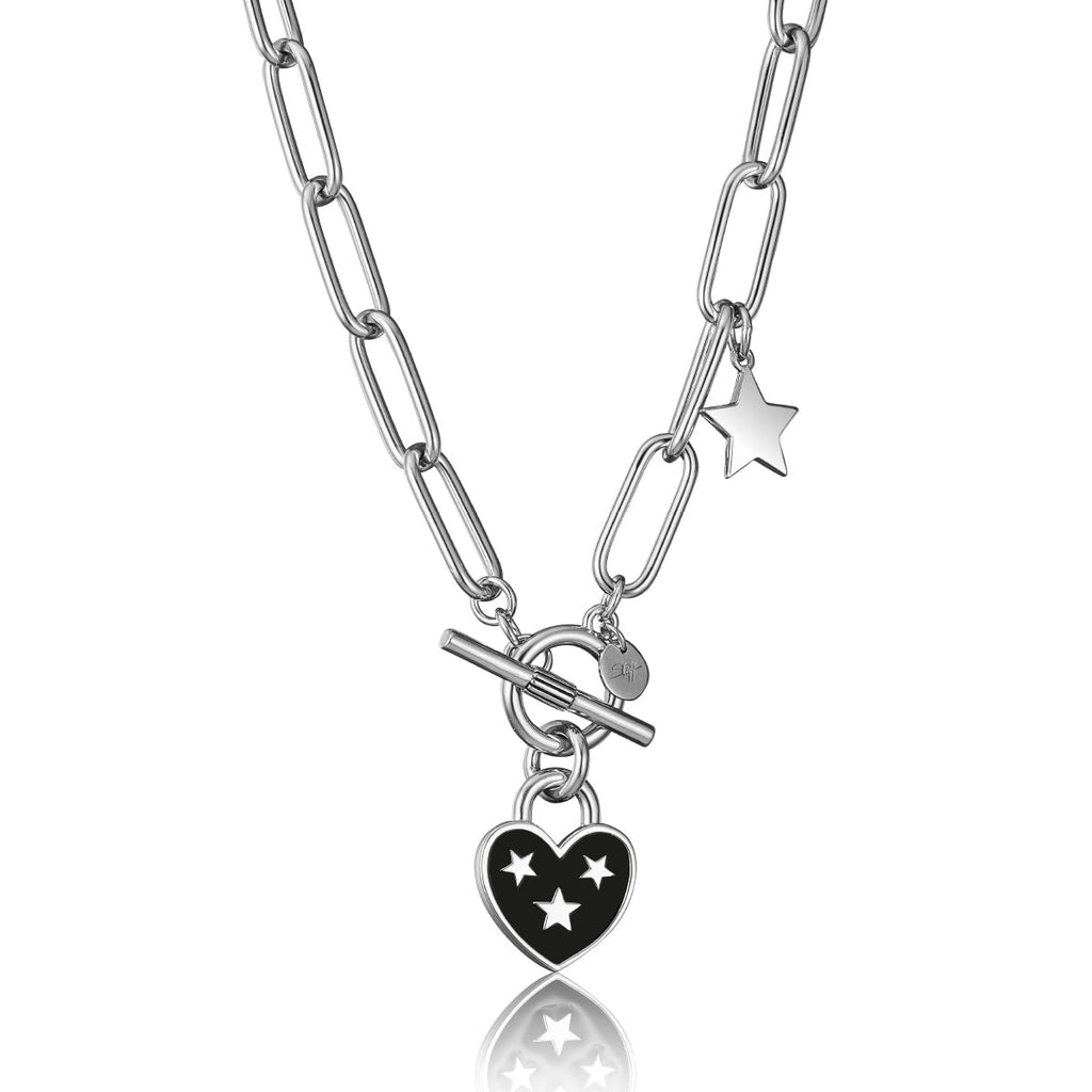 Steff Silver & White Enamel Lovelock Necklace from Steffans Jewellers.