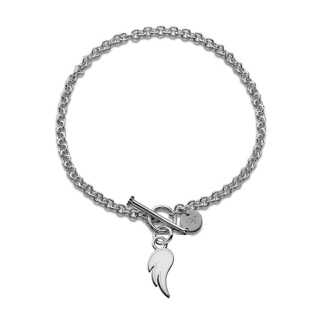 Steff Silver & White Enamel Guardian Angel Wings Lovelock Necklace from Steffans Jewellers.