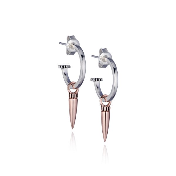 Steff Silver Hoop Earrings With Small Rose Gold Talon Charms - Steffans Jewellers