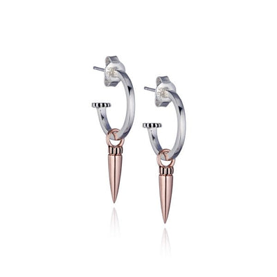 Steff Silver Hoop Earrings With Small Rose Gold Talon Charms - Steffans Jewellers