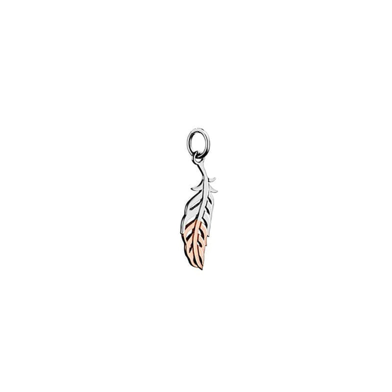 Steff Silver & Rose Gold Robin Feather Charm - Steffans Jewellers