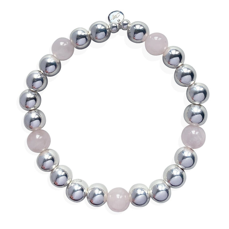 Steff Silver & Rose Quartz Big Bead Bracelet - Steffans Jewellers