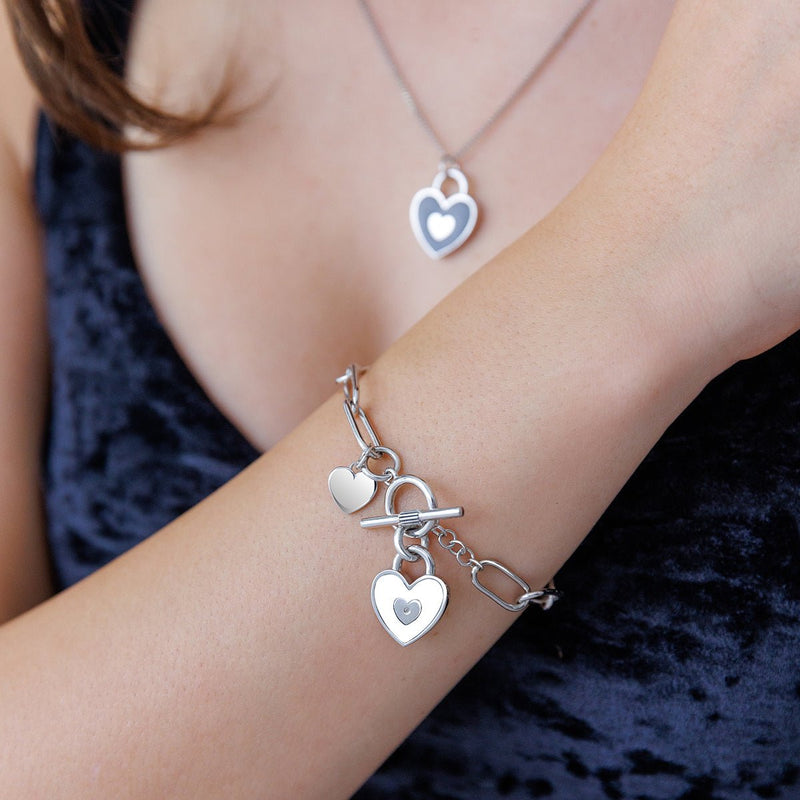 Steff Silver & White Enamel Lovelock Charm Bracelet - Steffans Jewellers
