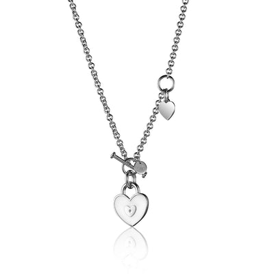 Steff Silver & White Enamel Lovelock Necklace - Steffans Jewellers