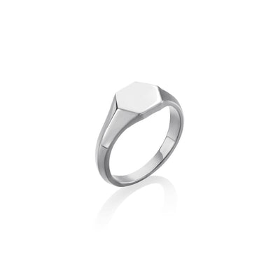 Steff Sterling Silver Hexi Signet Ring - Steffans Jewellers