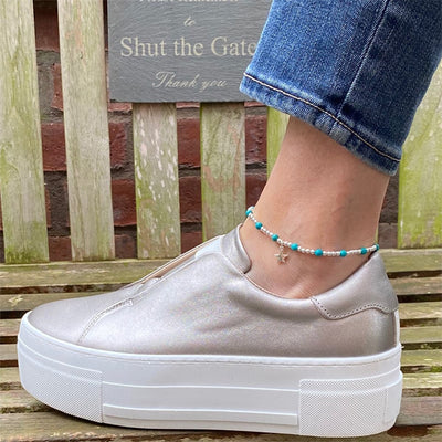 Steff sterling silver & turquoise bead anklet with star charm - Steffans Jewellers