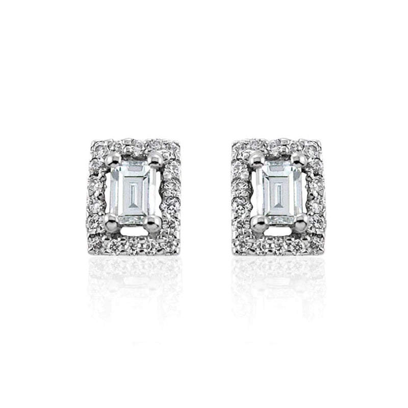 Steffans Baguette Cut Diamond Micro Set Frame Platinum Cluster Stud Earrings (0.20cts) - Steffans Jewellers