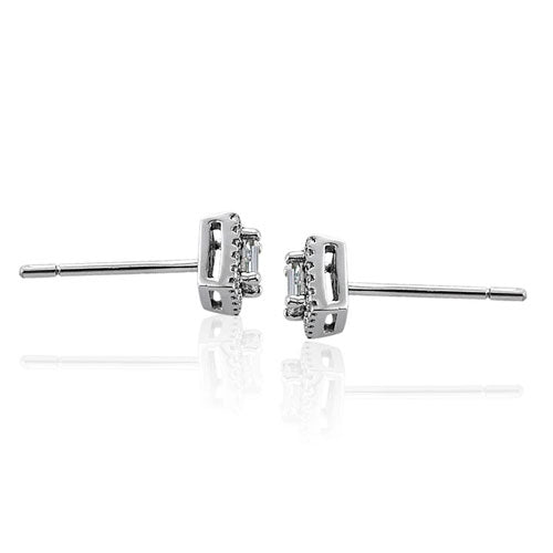 Steffans Baguette Cut Diamond Micro Set Frame Platinum Cluster Stud Earrings (0.20cts) - Steffans Jewellers