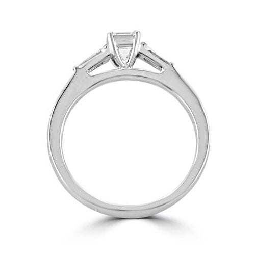 Steffans Emerald Cut Diamond Solitaire Platinum Engagement Ring with Tapered Baguette Cut Diamond Shoulders (RBC: 0.50ct, F/G VS, GIA TB: 0.25ct) - Steffans Jewellers