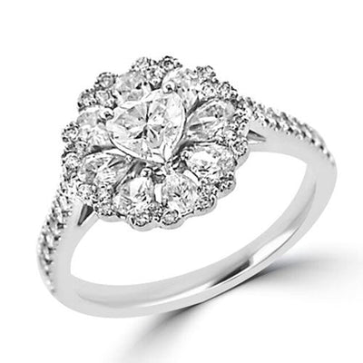 Steffans Heart Shaped Diamond Platinum Engagement Ring with Diamond Tapered Shoulders - Steffans Jewellers