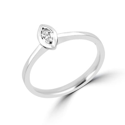 Steffans Marquise Cut Diamond Rub-Over, Platinum Engagement Solitaire Ring (0.18ct) - Steffans Jewellers