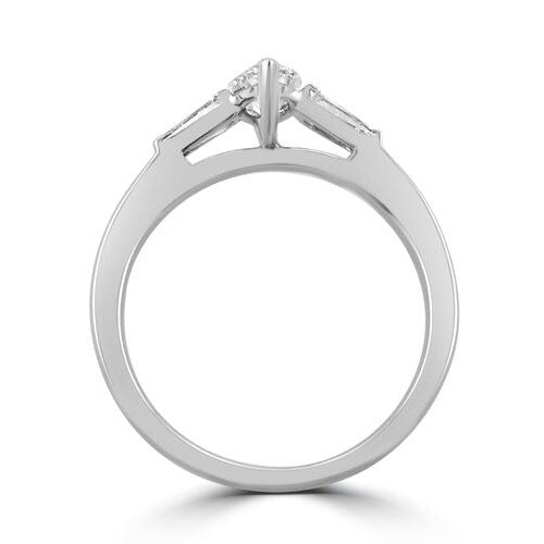 Steffans Marquise Cut Diamond Solitaire Platinum Engagement Ring with Tapered Baguette Cut Diamond Shoulders (RBC: 0.50ct, F/G VS, GIA TB: 0.25ct) - Steffans Jewellers