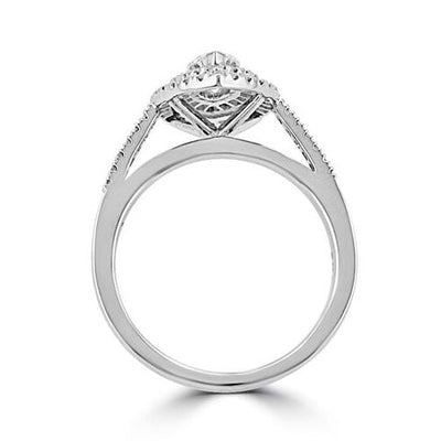Steffans Marquise & RBC Diamond Double Micro Set Frame Platinum Cluster Engagement Ring with Micro Set Diamond Shoulders (MQ: 0.50ct, F/G VS (GIA) RBC: 0.25ct) - Steffans Jewellers