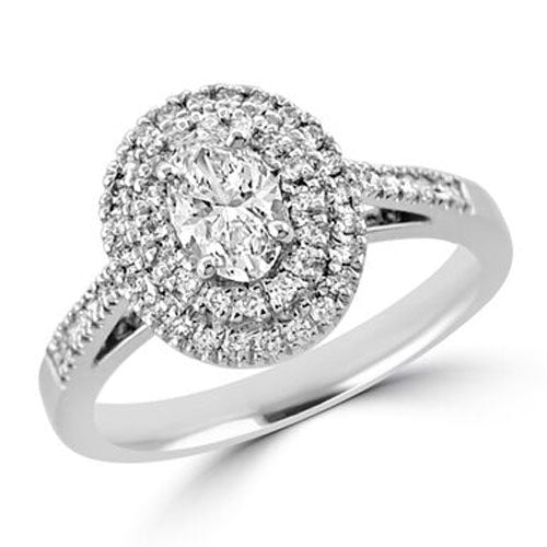 Steffans Oval & RBC Diamond Double Micro Set Frame Platinum Cluster Engagement Ring with Micro Set Diamond Shoulders (CU: 0.50ct, F/G VS (GIA) RBC: 0.25ct) - Steffans Jewellers