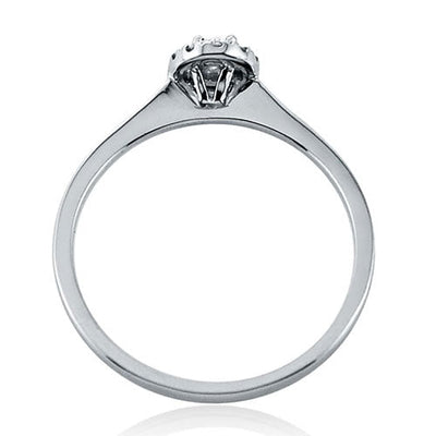 Steffans Oval & RBC Diamond Micro Set Frame, Platinum Cluster Engagment Ring (0.21ct) - Steffans Jewellers