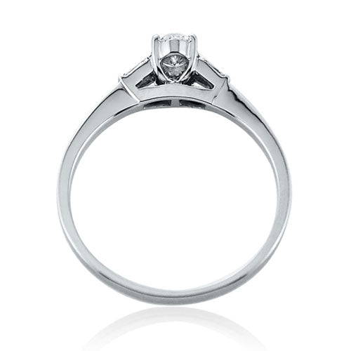 Steffans Oval Shaped Diamond, Platinum Solitaire Engagement Ring with Baguette Cut Diamond Tapered Shoulder (0.38ct) - Steffans Jewellers