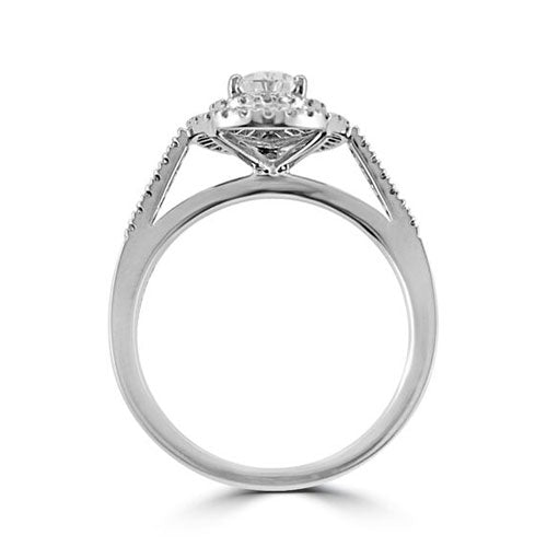Steffans Pear & RBC Diamond Double Micro Set Frame Platinum Cluster Engagement Ring with Micro Set Diamond Shoulders (PS: 0.50ct, F/G VS (GIA) RBC: 0.25ct) - Steffans Jewellers