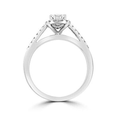 Steffans Pear & RBC Diamond Micro Set Frame Platinum Cluster Engagement Ring with Micro Set Diamond Shoulders (PS: 0.50ct, F/G VS, GIA RBC: 0.25ct) - Steffans Jewellers