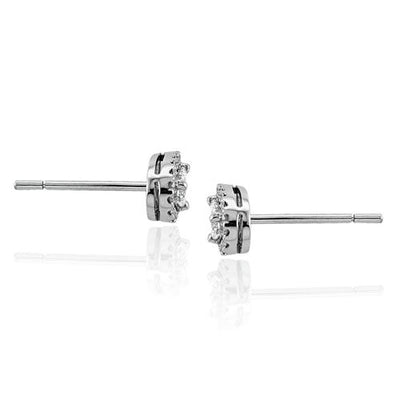 Steffans Pear Shaped Diamond Micro Set Frame Platinum Cluster Stud Earrings (0.20cts) - Steffans Jewellers