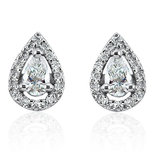Steffans Pear Shaped Diamond Micro Set Frame Platinum Cluster Stud Earrings (0.20cts) - Steffans Jewellers